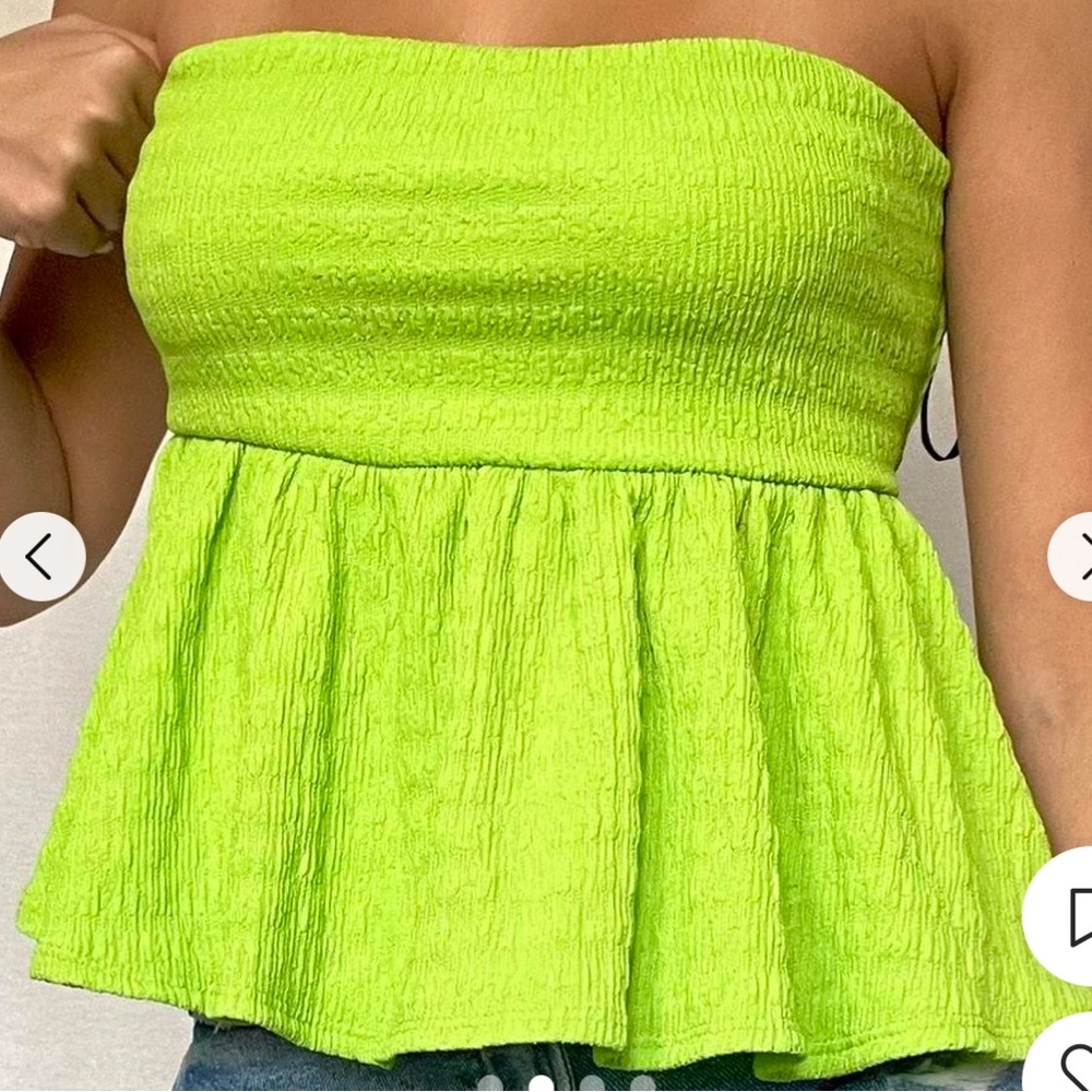 Forever 21 Neon Green Strapless and Tie Back Crop Top | M